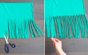 DIY makkelijk maken Tshirt Shawl 4