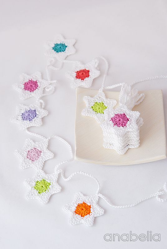 Six-pointed stars crochet garland free pattern by Anabelia 10